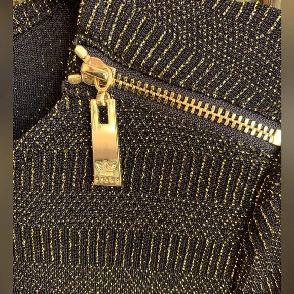 CHAUS WOMENS SCOOP NECK 3/4 LENGTH SLEEVE BLACK & GOLD‎ SPARKLY TUNIC SIZE SMALL - Picture 5 of 9